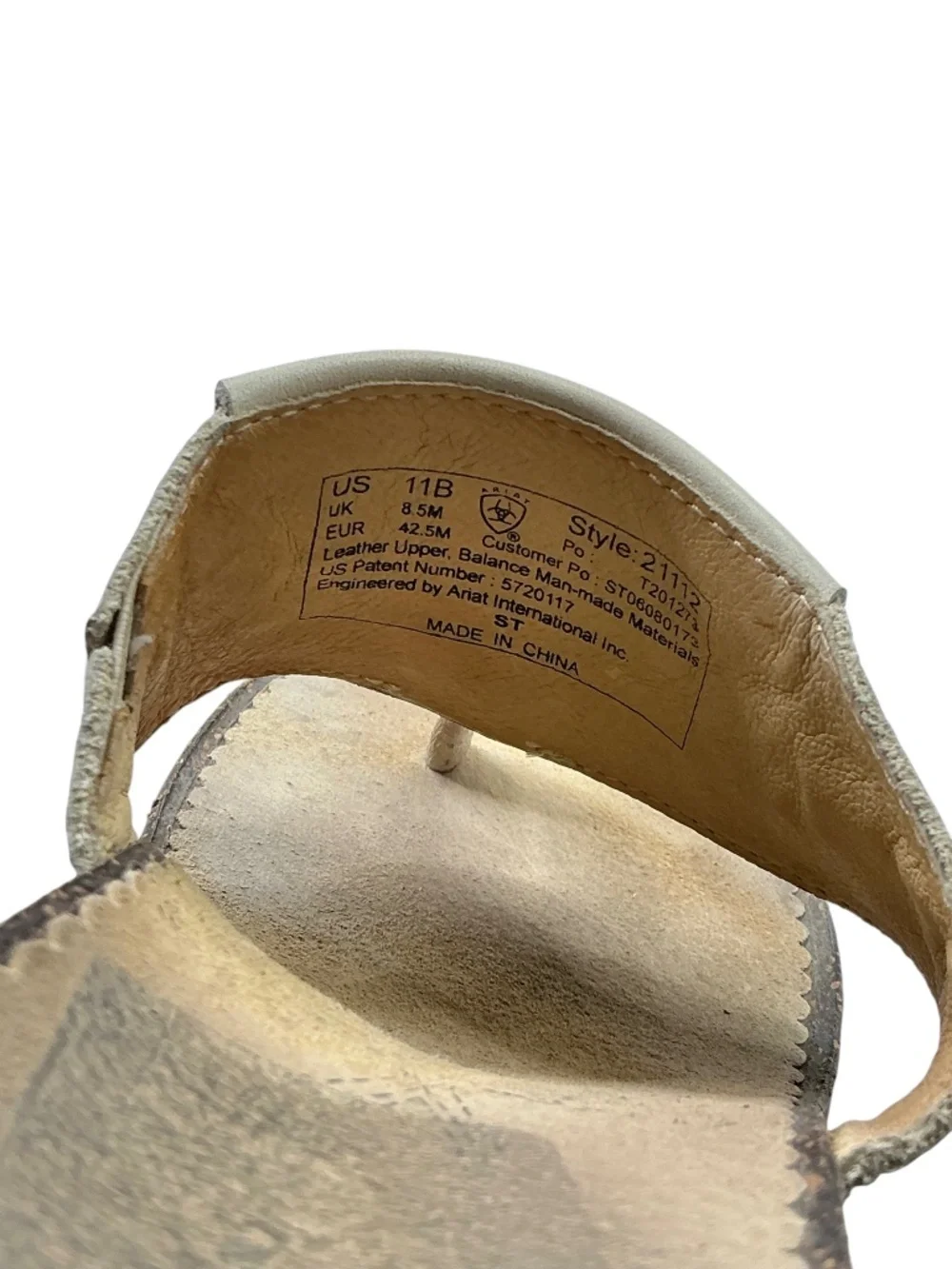 Ariat Leather Wedge Sandals 11 Bone Beige Western Boho Concho Slide